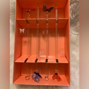 MARQUIS by WATERFORD Crystal Butterfly swizzle sticks (4) NIB